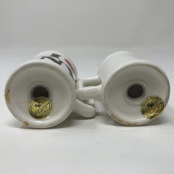 I Love New York NY Salt Pepper Shakers Set Mug Shape Handle Karol Western Korea - Picture 5 of 9